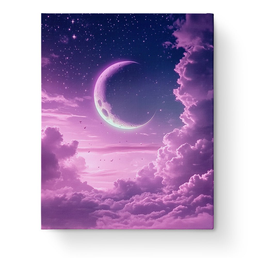 Celestial Crescent Dream - Galaxies - BestPaintByNumbers - Paint by Numbers Custom Kit