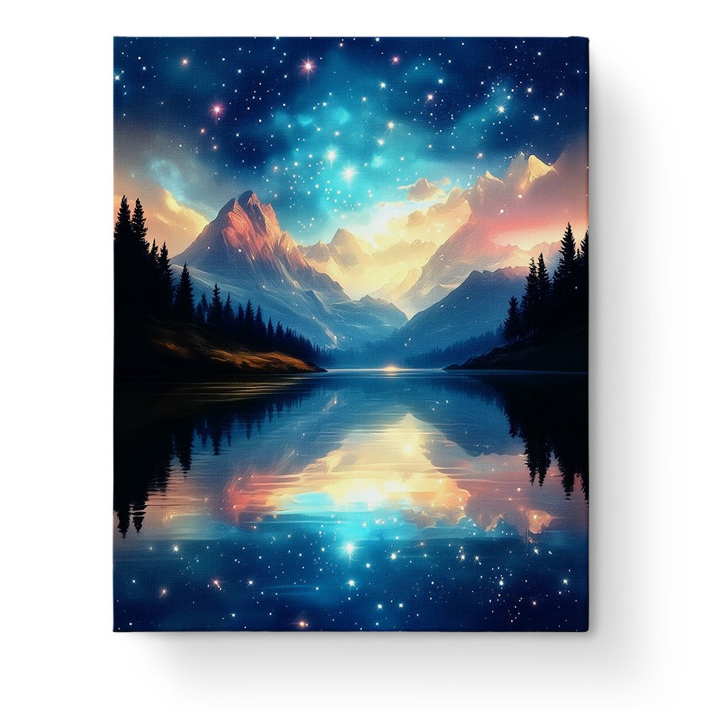 Celestial Mountain Reflection - Galaxies - BestPaintByNumbers - Paint by Numbers Custom Kit