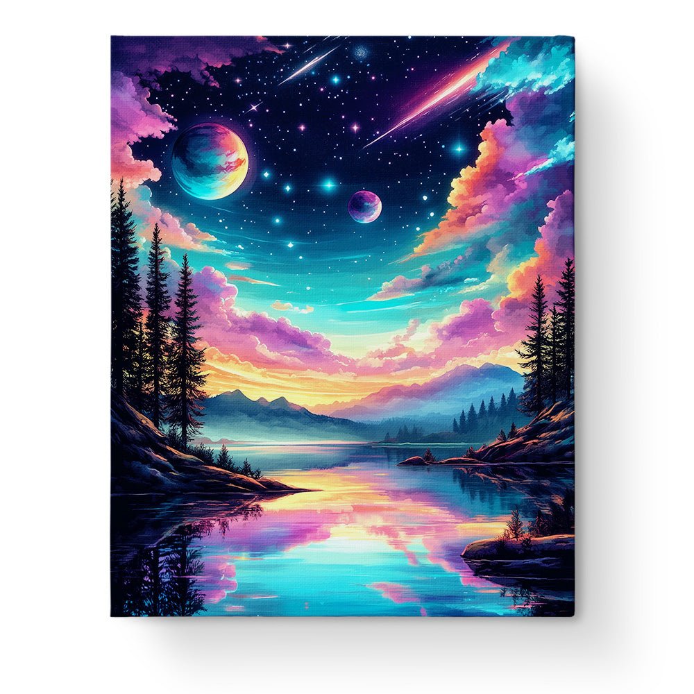 Celestial Reflections - Galaxies - BestPaintByNumbers - Paint by Numbers Custom Kit