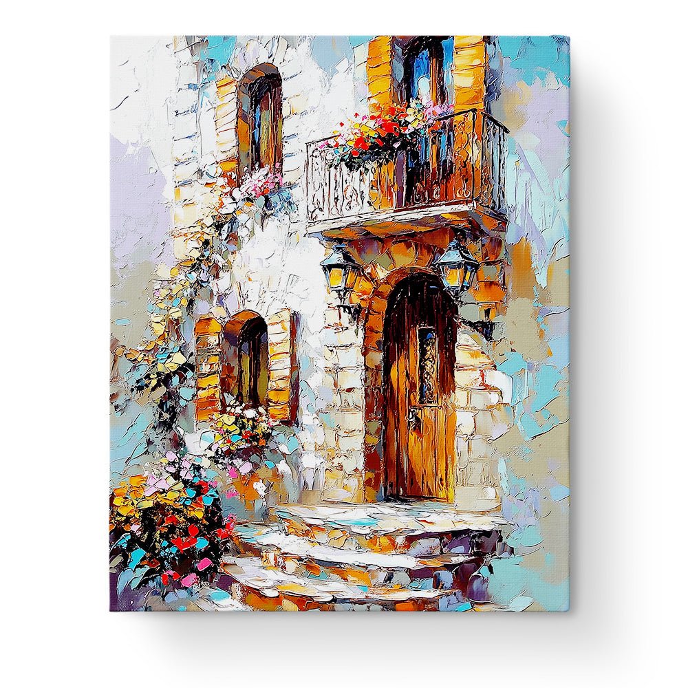 Charming Balcony Retreat - Impressionist - BestPaintByNumbers - Paint by Numbers Custom Kit