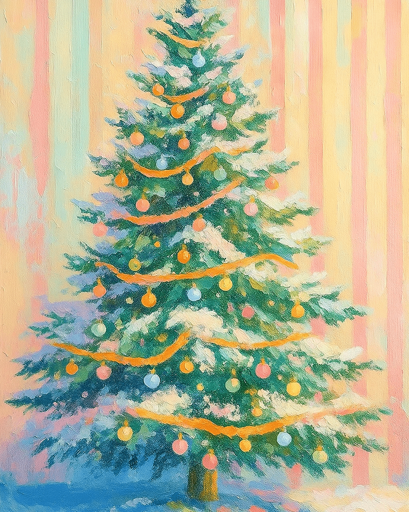 Charming Christmas Tree Scene - Christmas - BestPaintByNumbers - Paint by Numbers Custom Kit