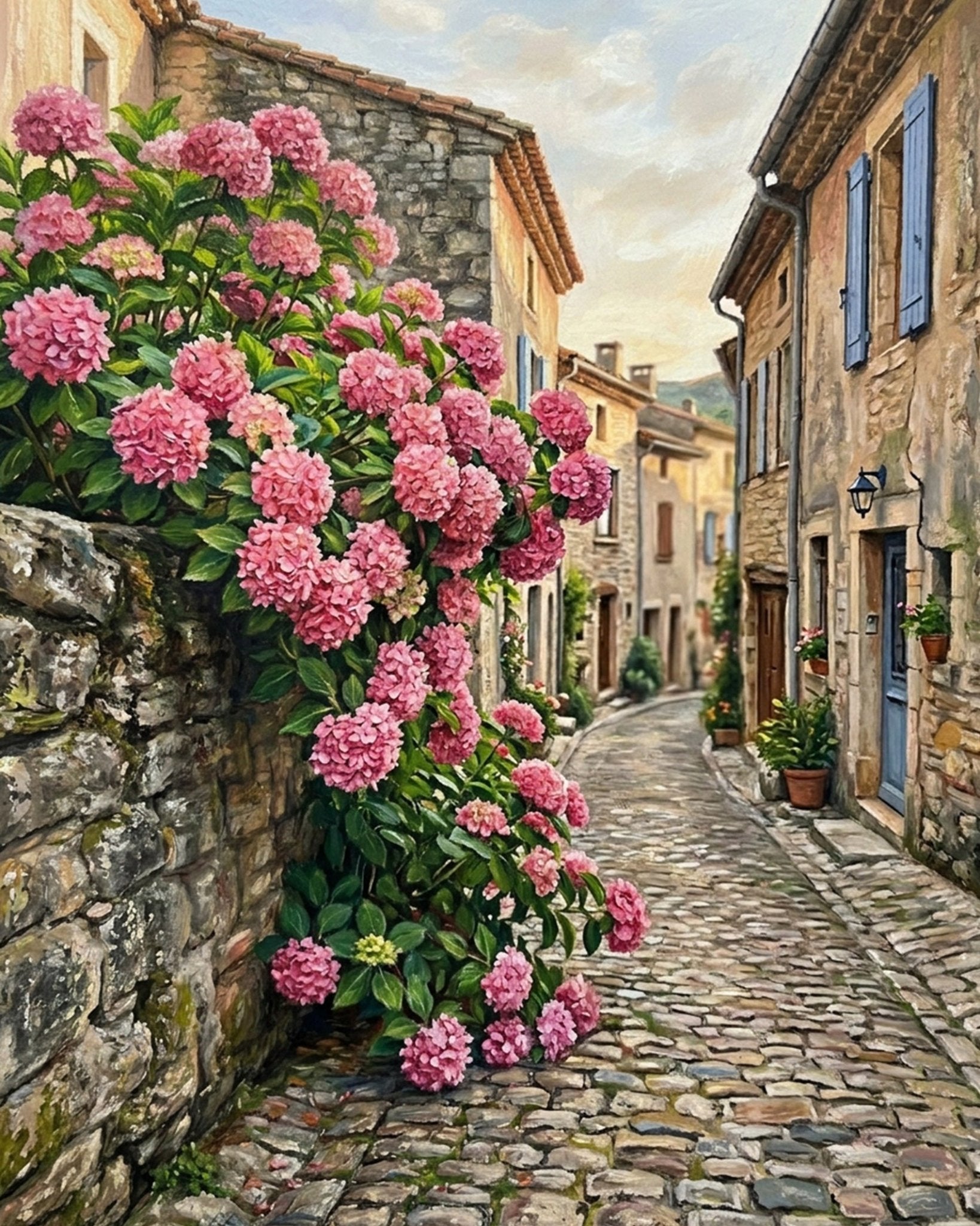 Charming Village Hydrangeas - Flowers - BestPaintByNumbers - Paint by Numbers Custom Kit