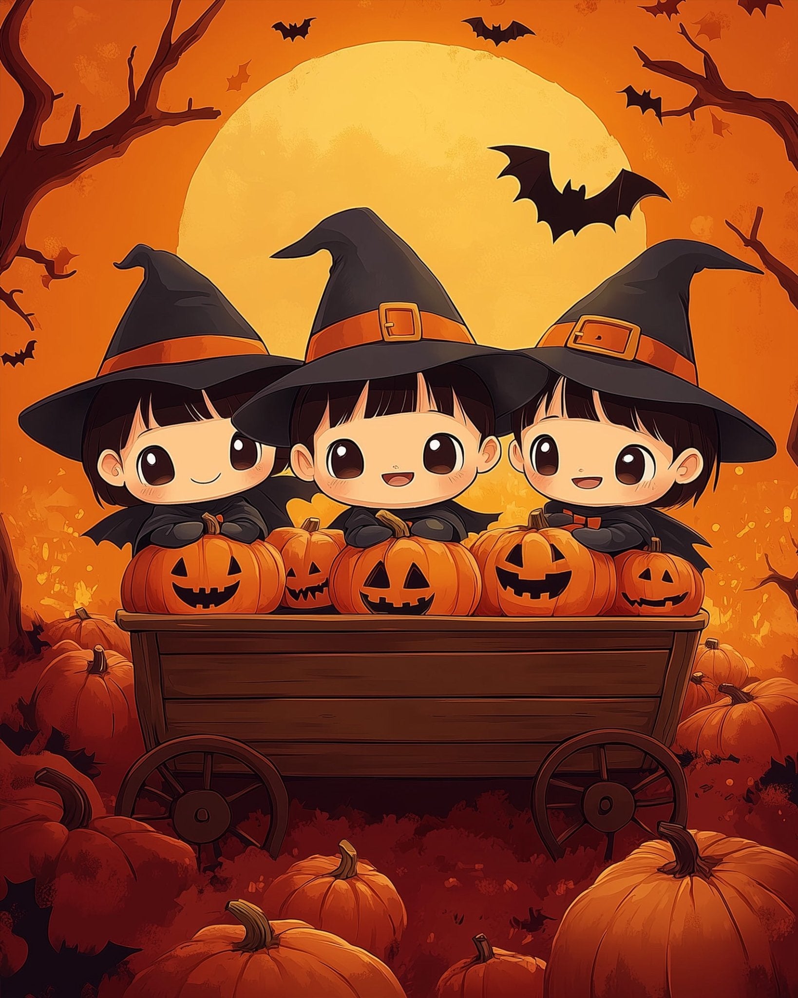 Charming Witch Trio - Halloween - BestPaintByNumbers - Paint by Numbers Custom Kit