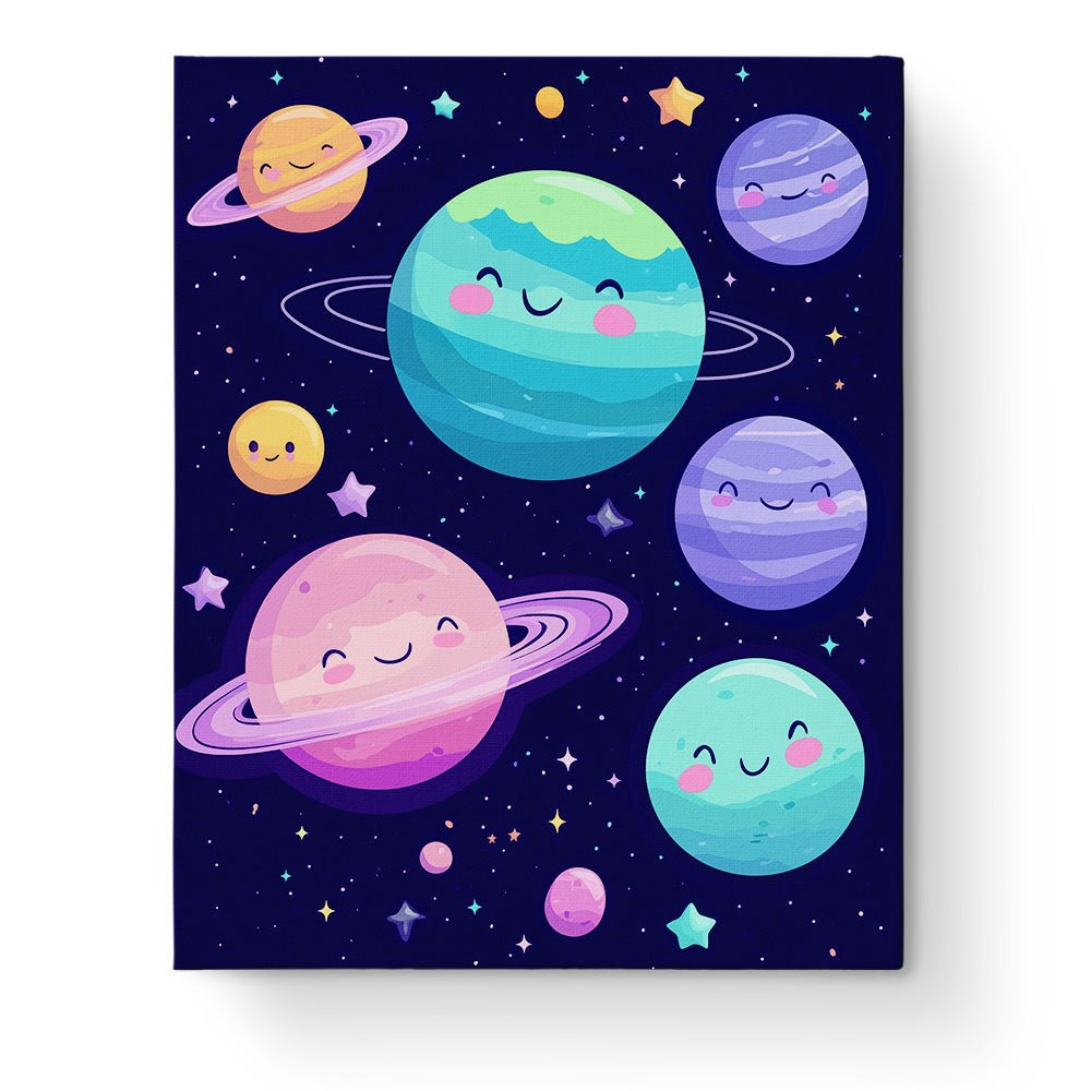 Cheerful Planets Adventure - Galaxies - BestPaintByNumbers - Paint by Numbers Custom Kit