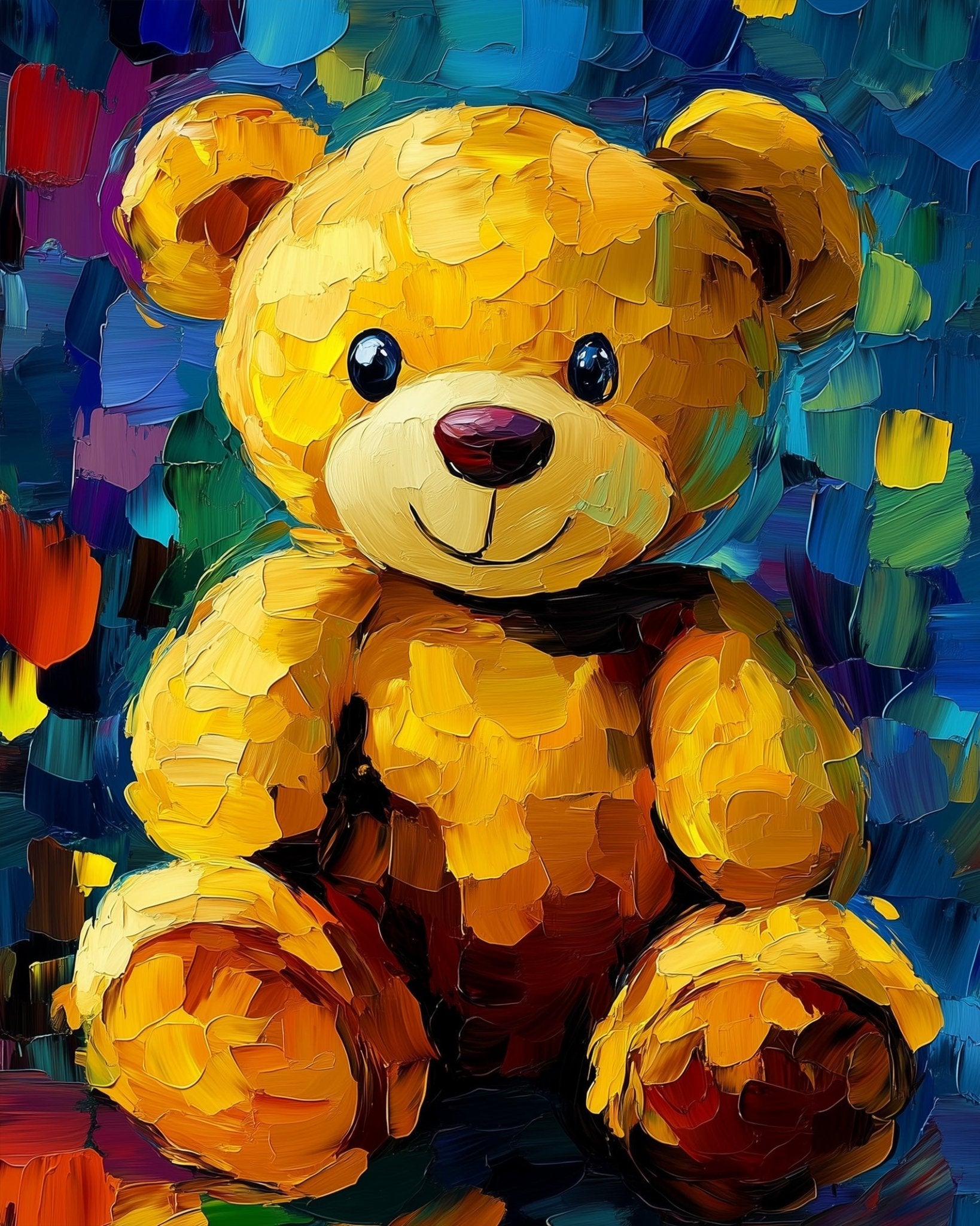 Cheerful Teddy Bear - painting - BestPaintByNumbers - Paint by Numbers Custom Kit