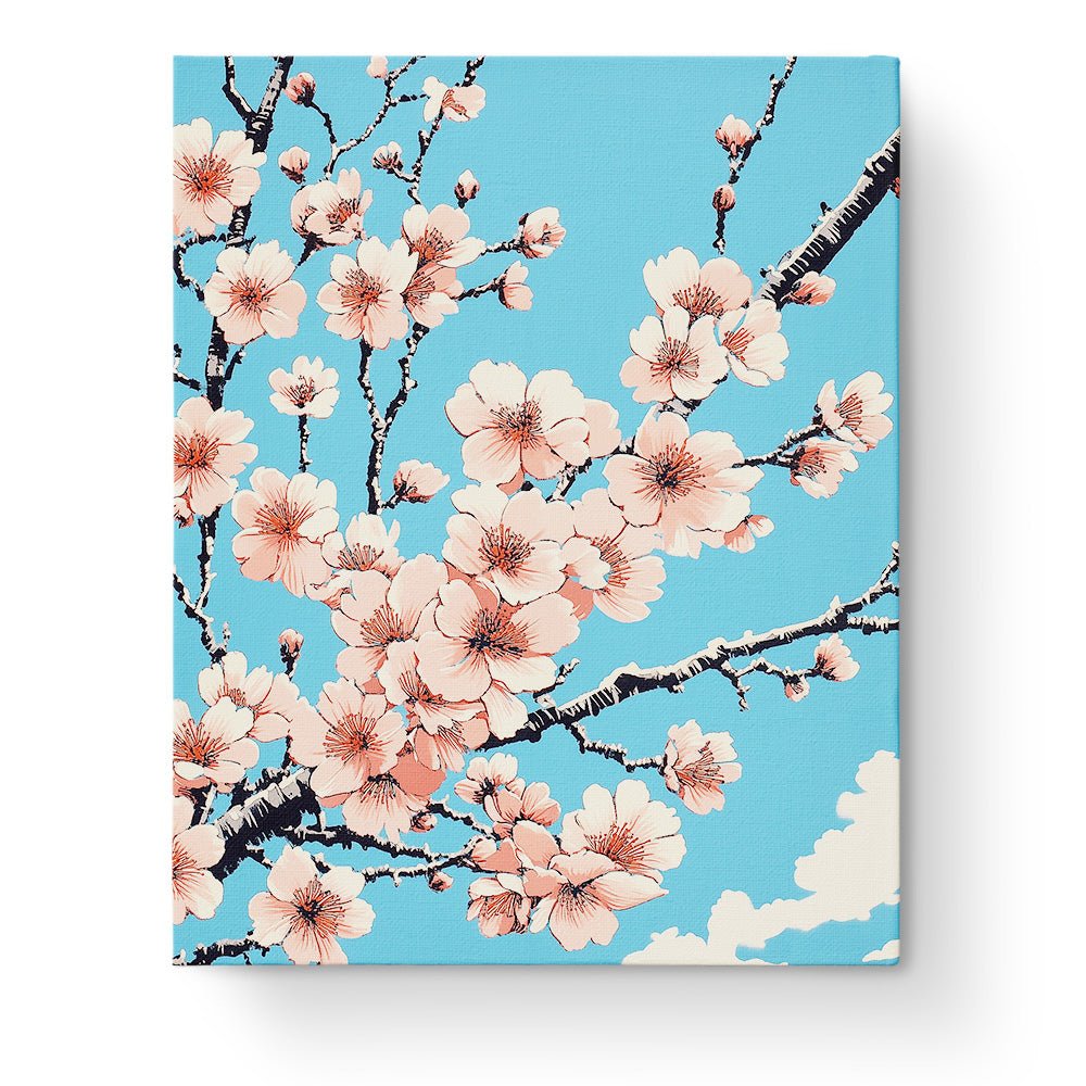 Cherry Blossom Serenity - Asian Art - BestPaintByNumbers - Paint by Numbers Custom Kit