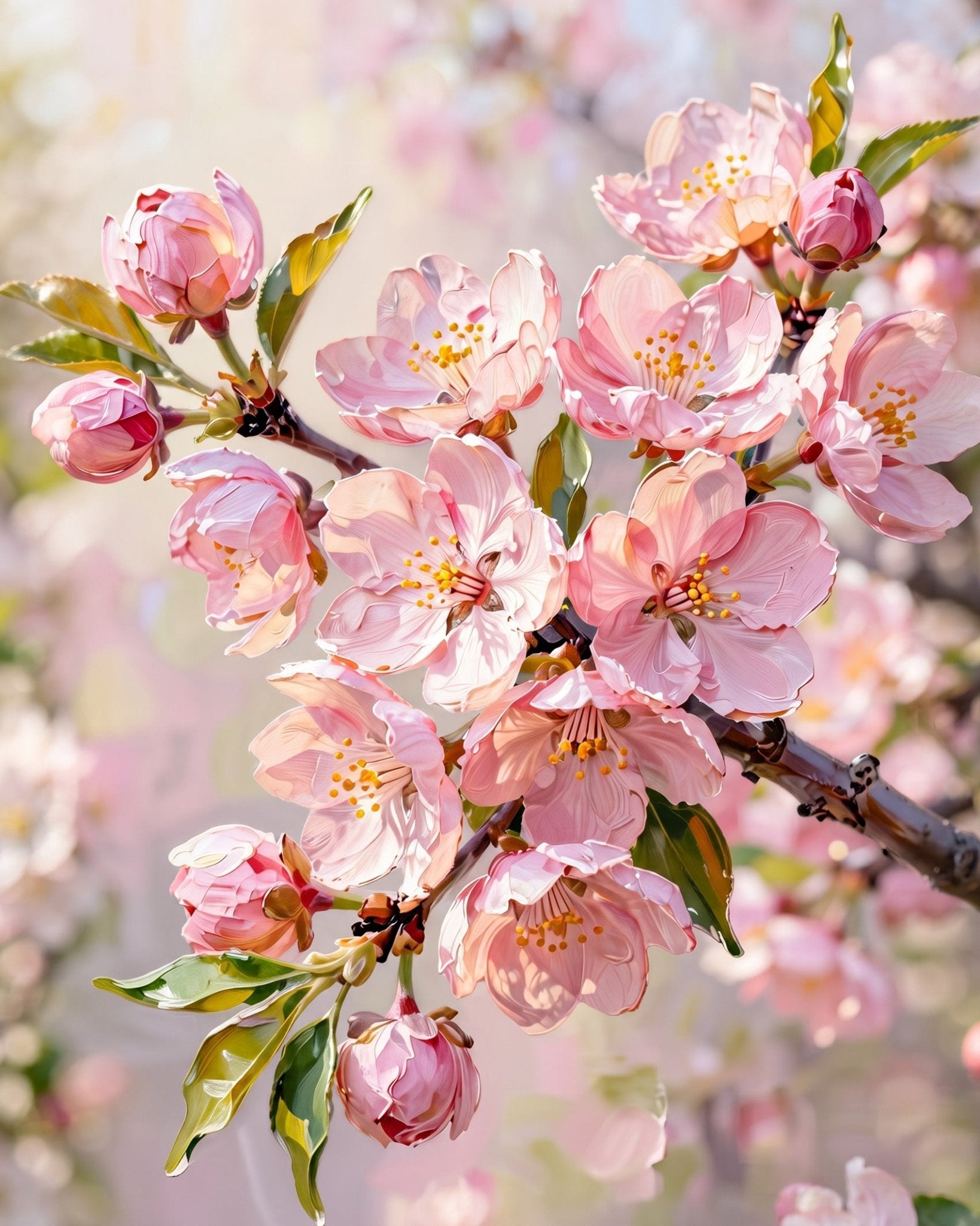 Cherry Blossom Serenity - Flowers - BestPaintByNumbers - Paint by Numbers Custom Kit