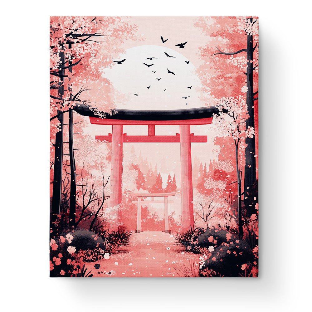 Cherry Blossom Torii Gate - Asian Art - BestPaintByNumbers - Paint by Numbers Custom Kit