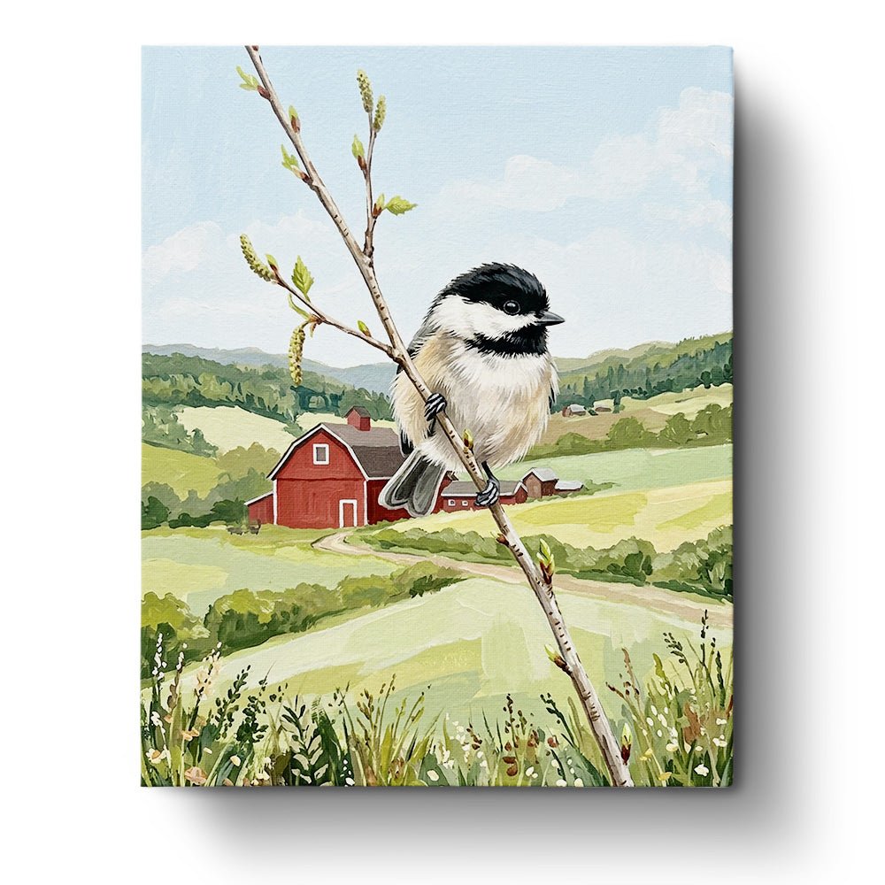 Chickadee on a Branch - Animals - BestPaintByNumbers - Paint by Numbers Custom Kit