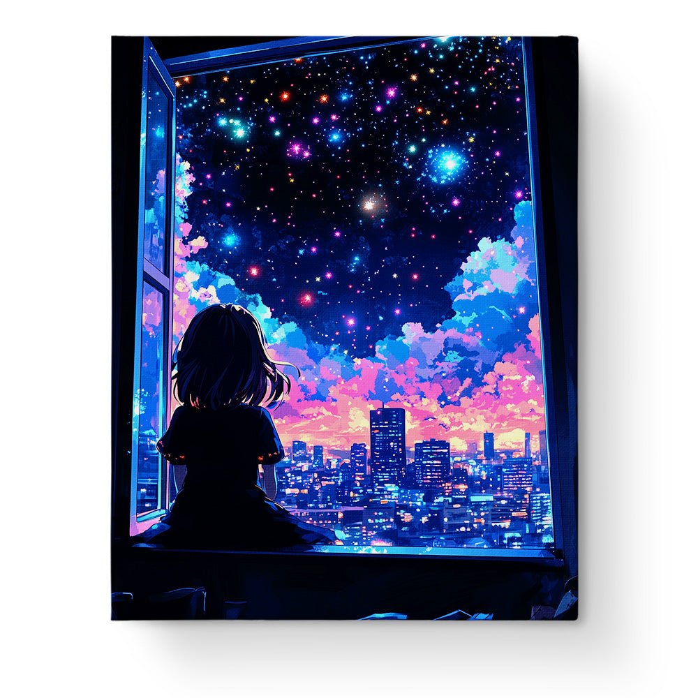 City Stargazing Night - Lo - Fi - BestPaintByNumbers - Paint by Numbers Custom Kit