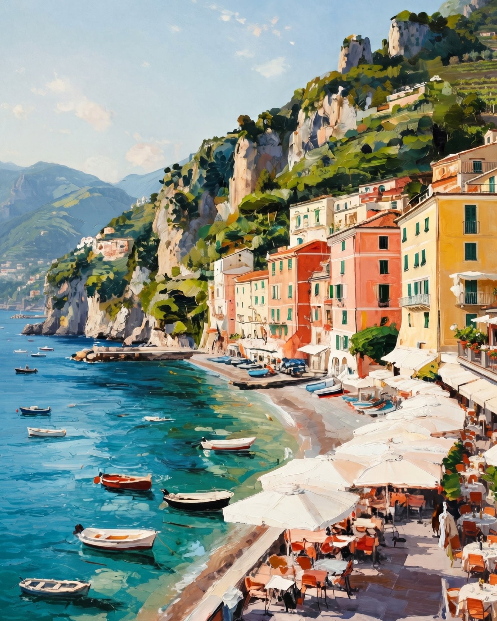 Coastal Charm in Amalfi - Places - BestPaintByNumbers - Paint by Numbers Custom Kit