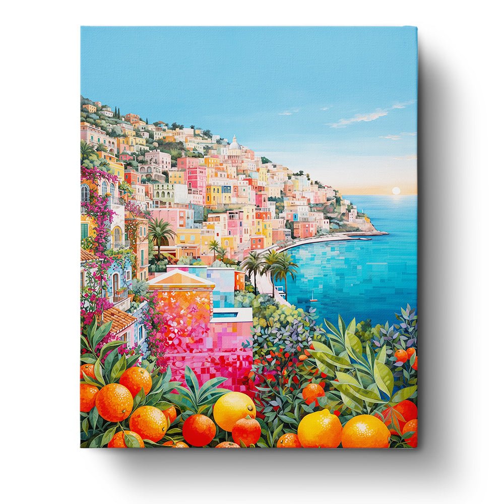 Coastal Village Panorama - Places - BestPaintByNumbers - Paint by Numbers Custom Kit