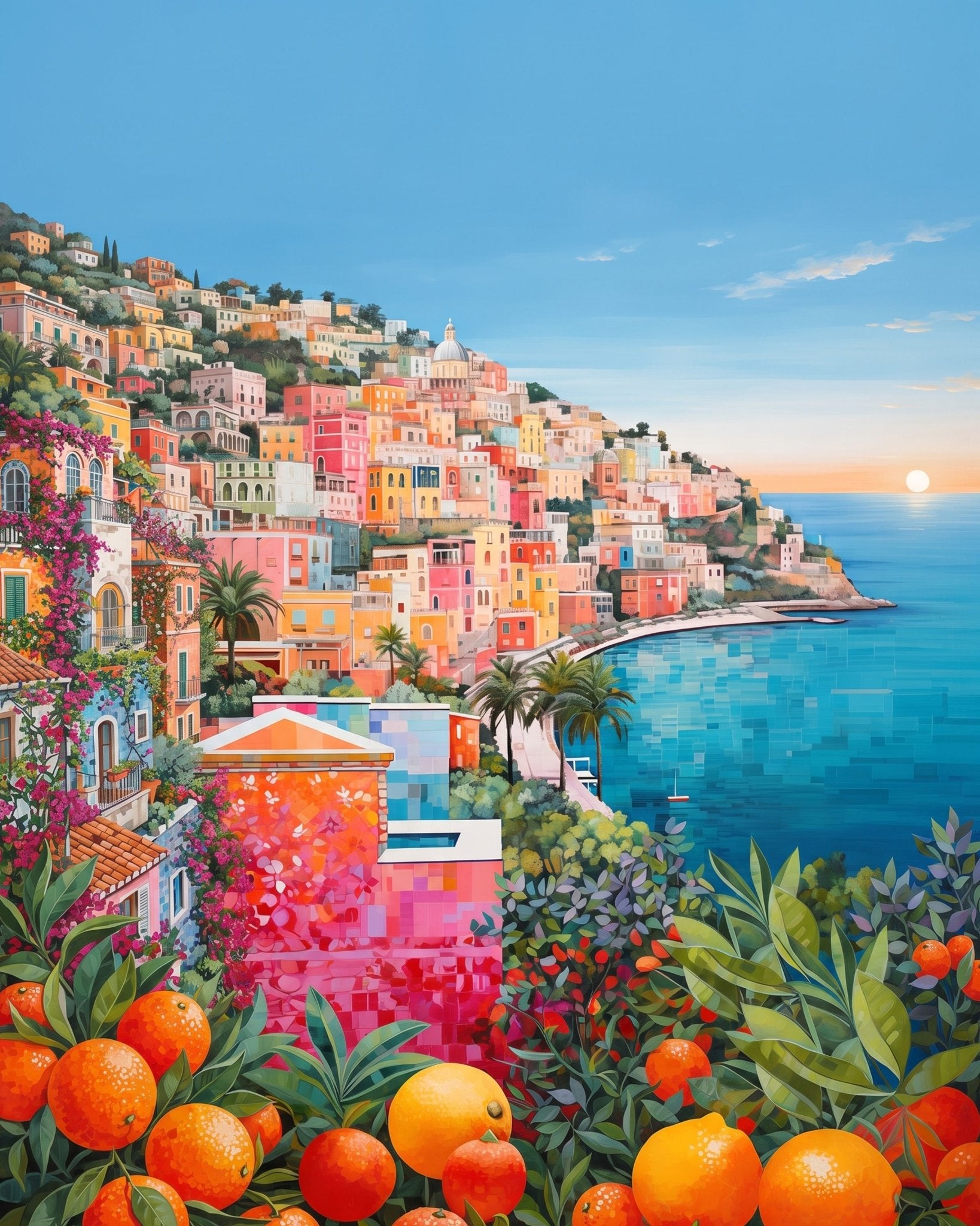 Coastal Village Panorama - Places - BestPaintByNumbers - Paint by Numbers Custom Kit