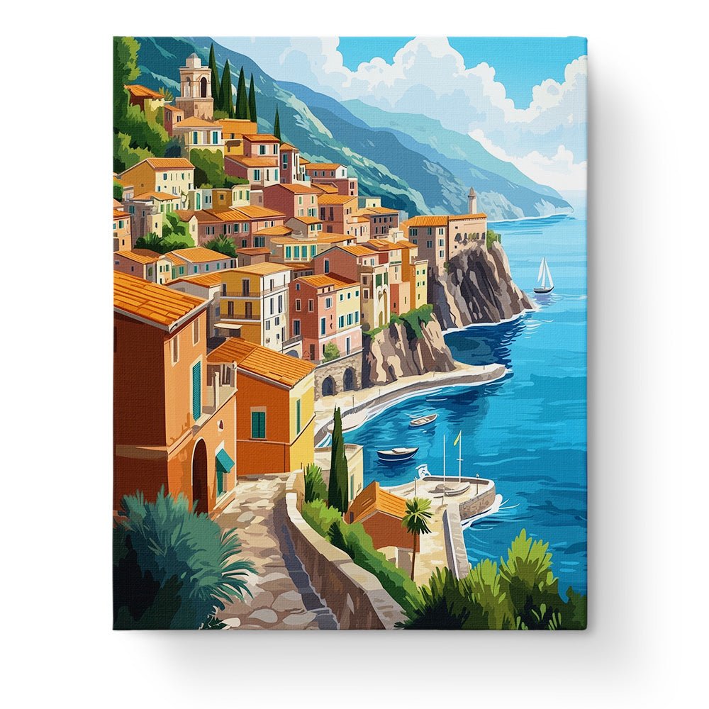 Coastal Village Vista - Landscapes - BestPaintByNumbers - Paint by Numbers Custom Kit