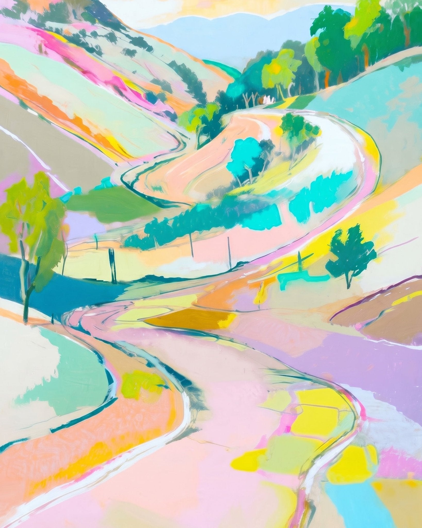 Colorful Countryside Path - Landscape - BestPaintByNumbers - Paint by Numbers Custom Kit