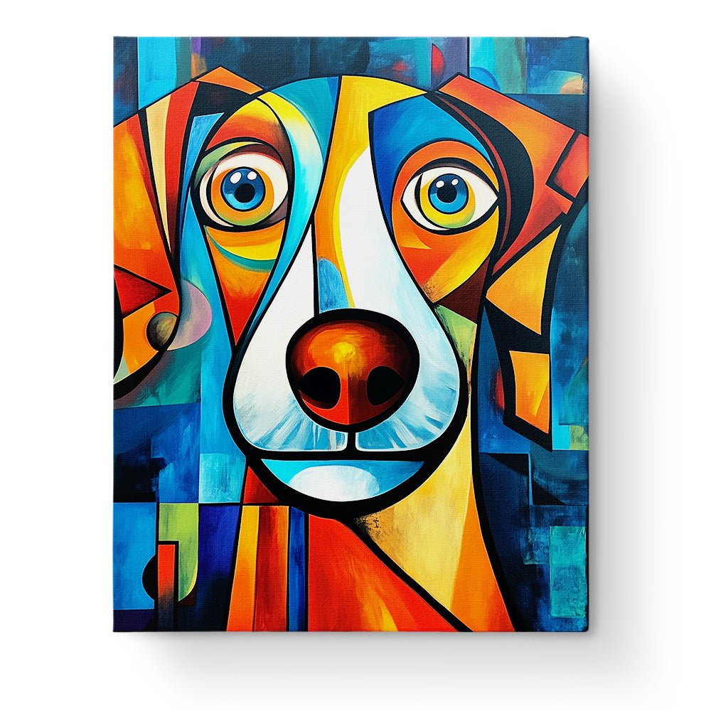 Colorful Dog Portrait - Cubism - BestPaintByNumbers - Paint by Numbers Custom Kit
