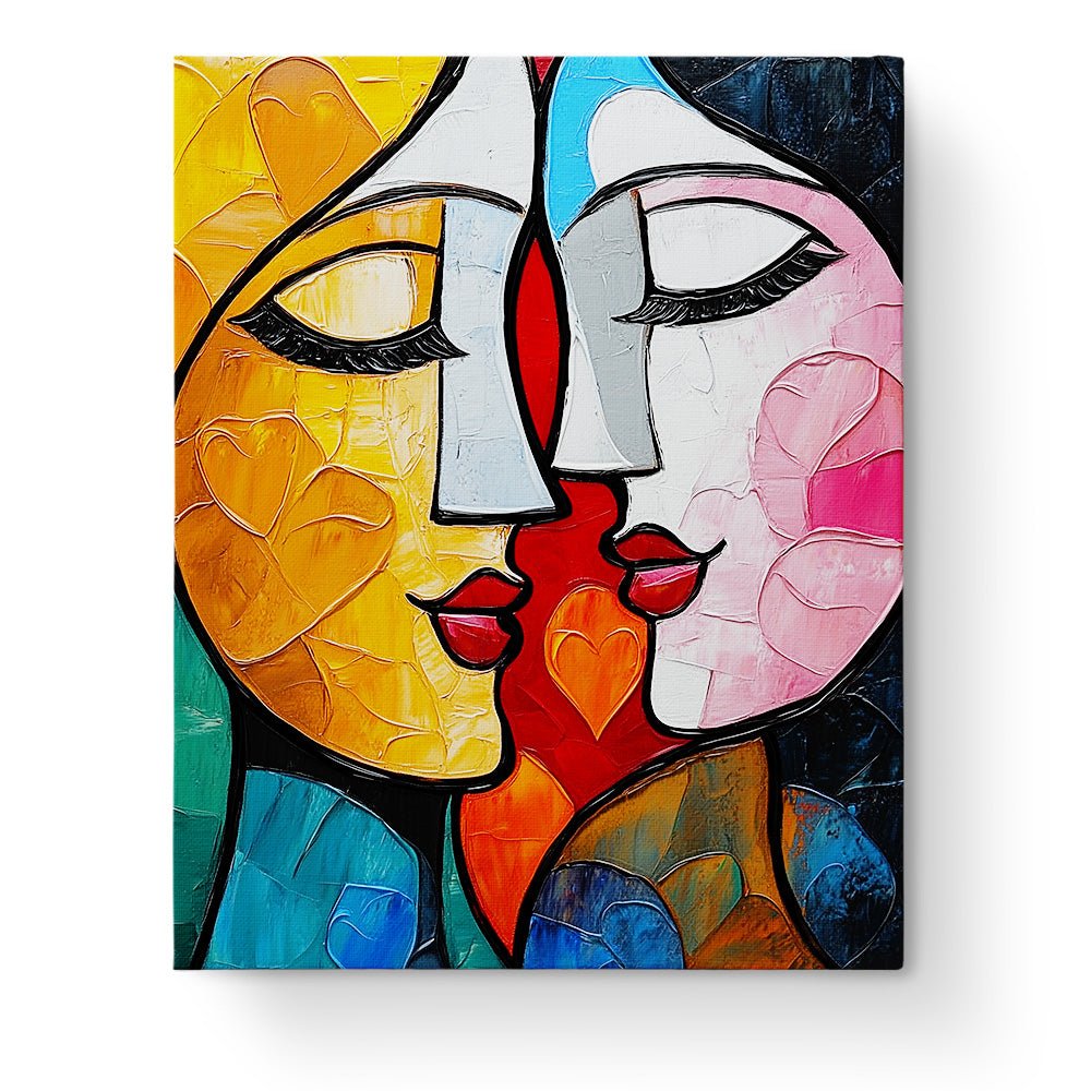 Colorful Dual Faces - Cubism - BestPaintByNumbers - Paint by Numbers Custom Kit