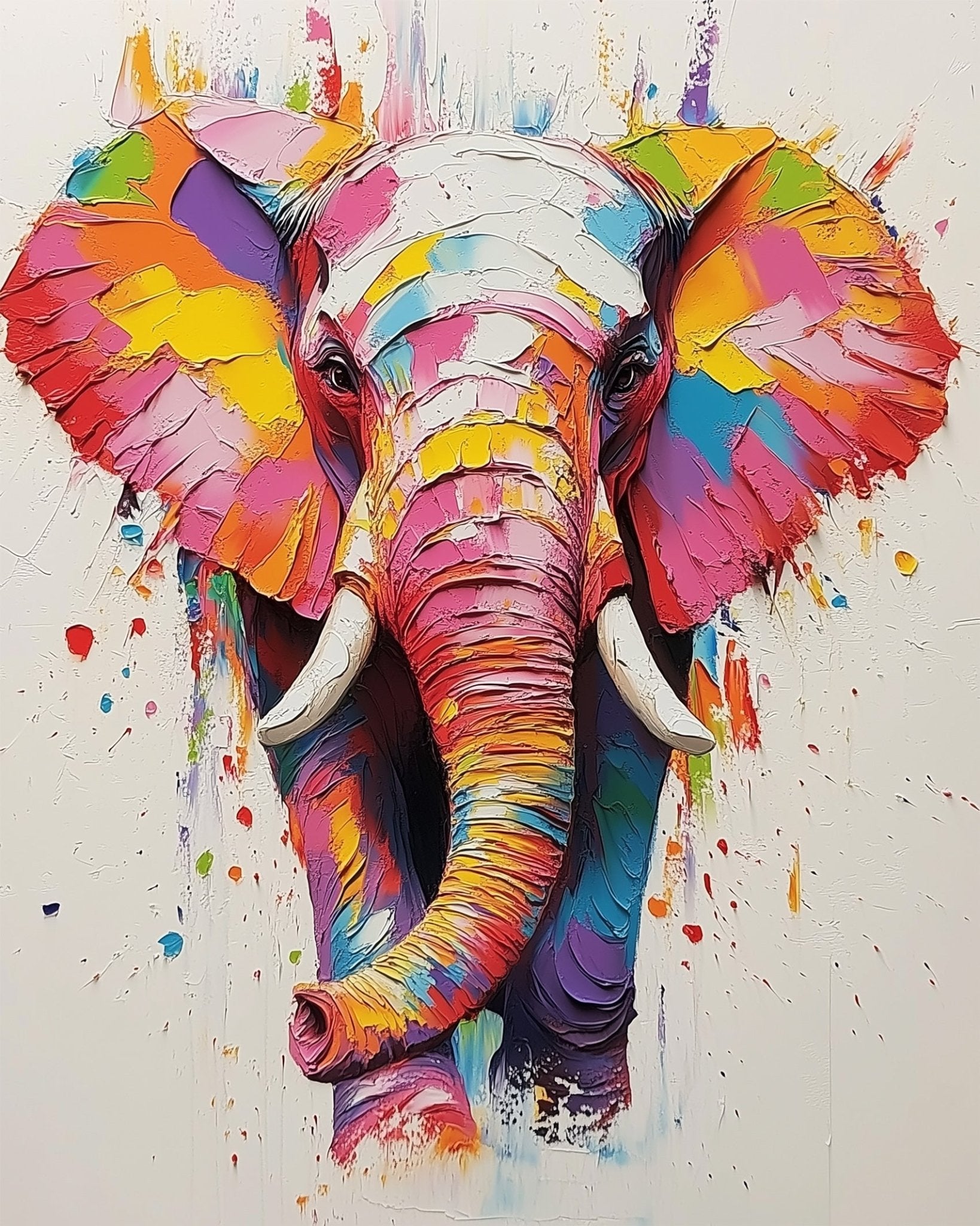 Colorful Elephant Portrait - abstract - animals - BestPaintByNumbers - Paint by Numbers Custom Kit