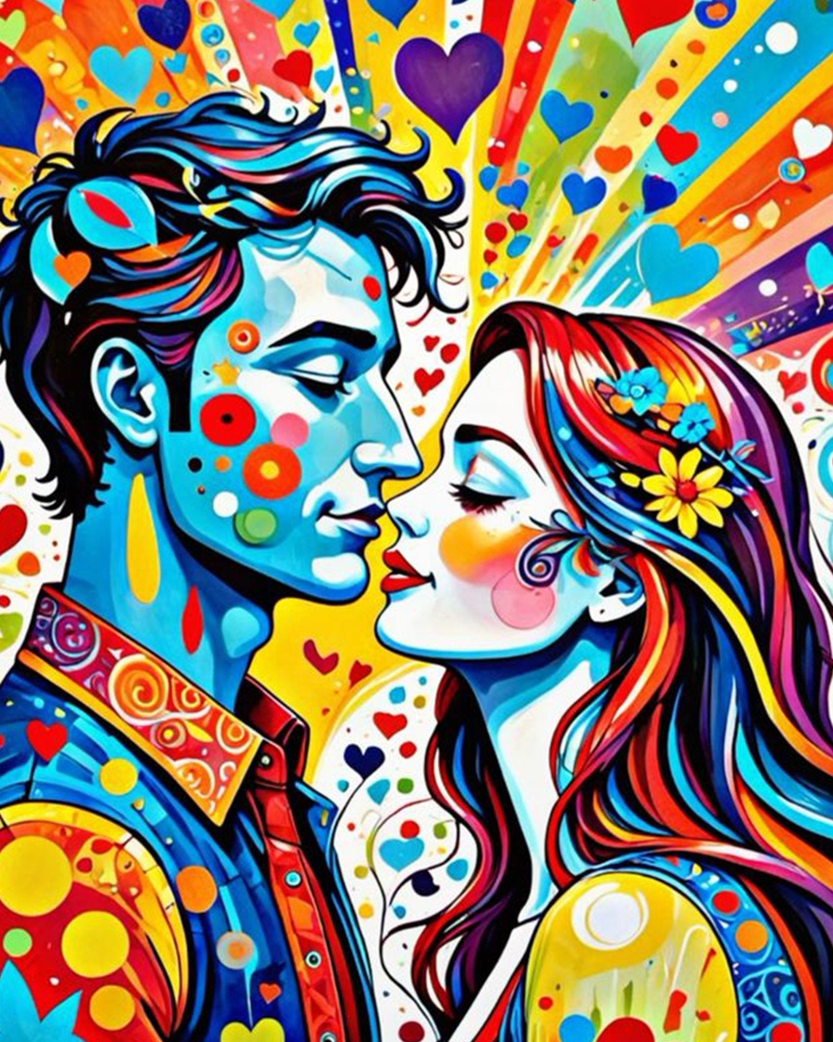 Colorful Embrace - Romance - BestPaintByNumbers - Paint by Numbers Custom Kit