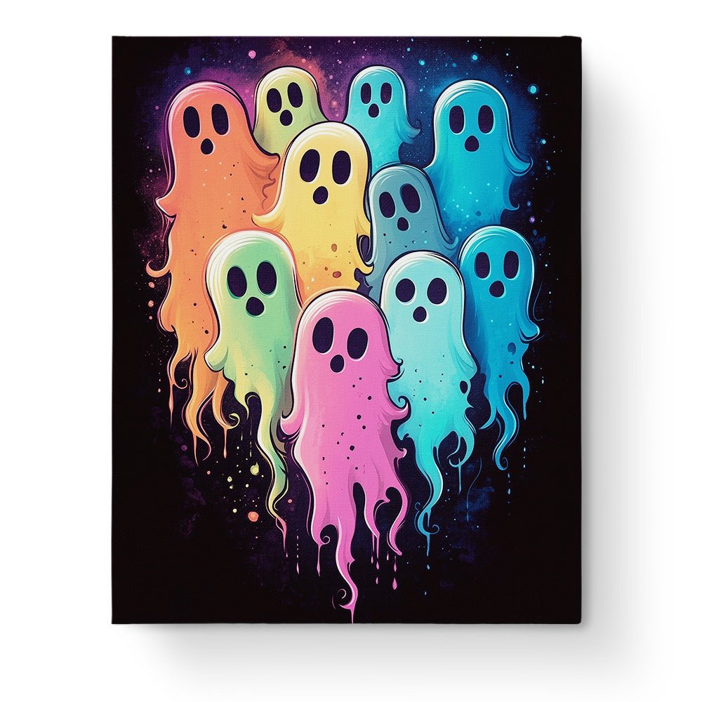 Colorful Ghost Celebration - Halloween - BestPaintByNumbers - Paint by Numbers Custom Kit