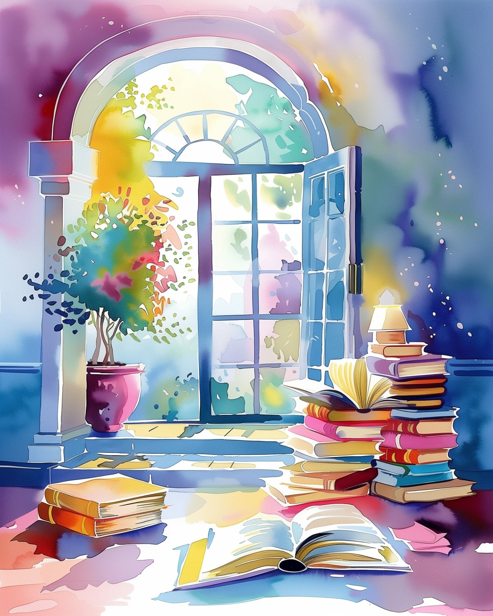 Colorful Library Retreat - Bohemian Vibes - BestPaintByNumbers - Paint by Numbers Custom Kit