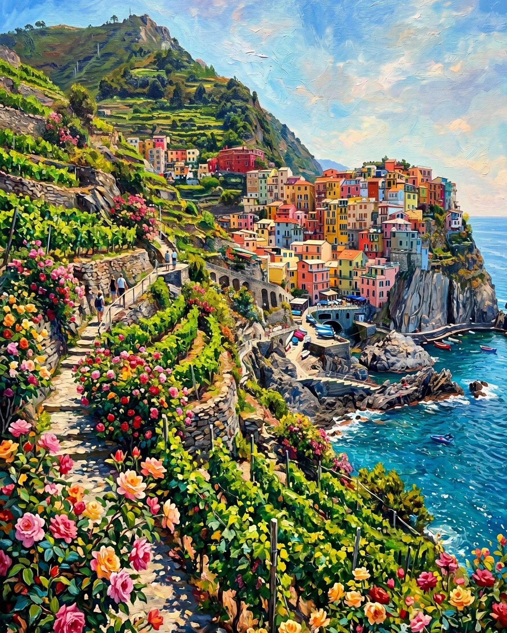 Colorful Mediterranean Coast - Places - BestPaintByNumbers - Paint by Numbers Custom Kit