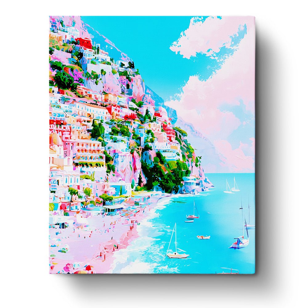 Colorful Mediterranean Seaside - Places - BestPaintByNumbers - Paint by Numbers Custom Kit