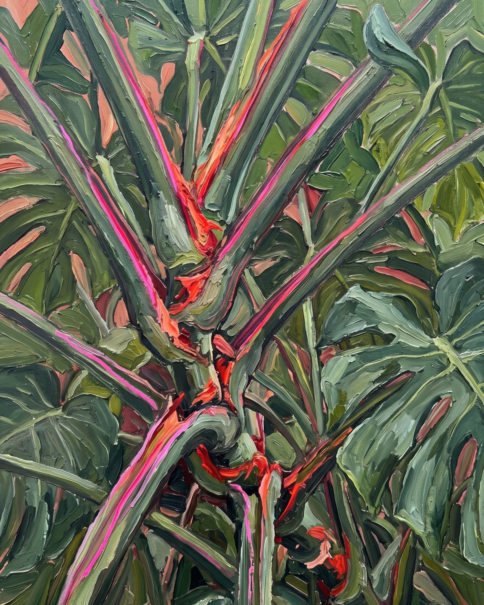 Colorful Tropical Foliage - Flowers - BestPaintByNumbers - Paint by Numbers Custom Kit