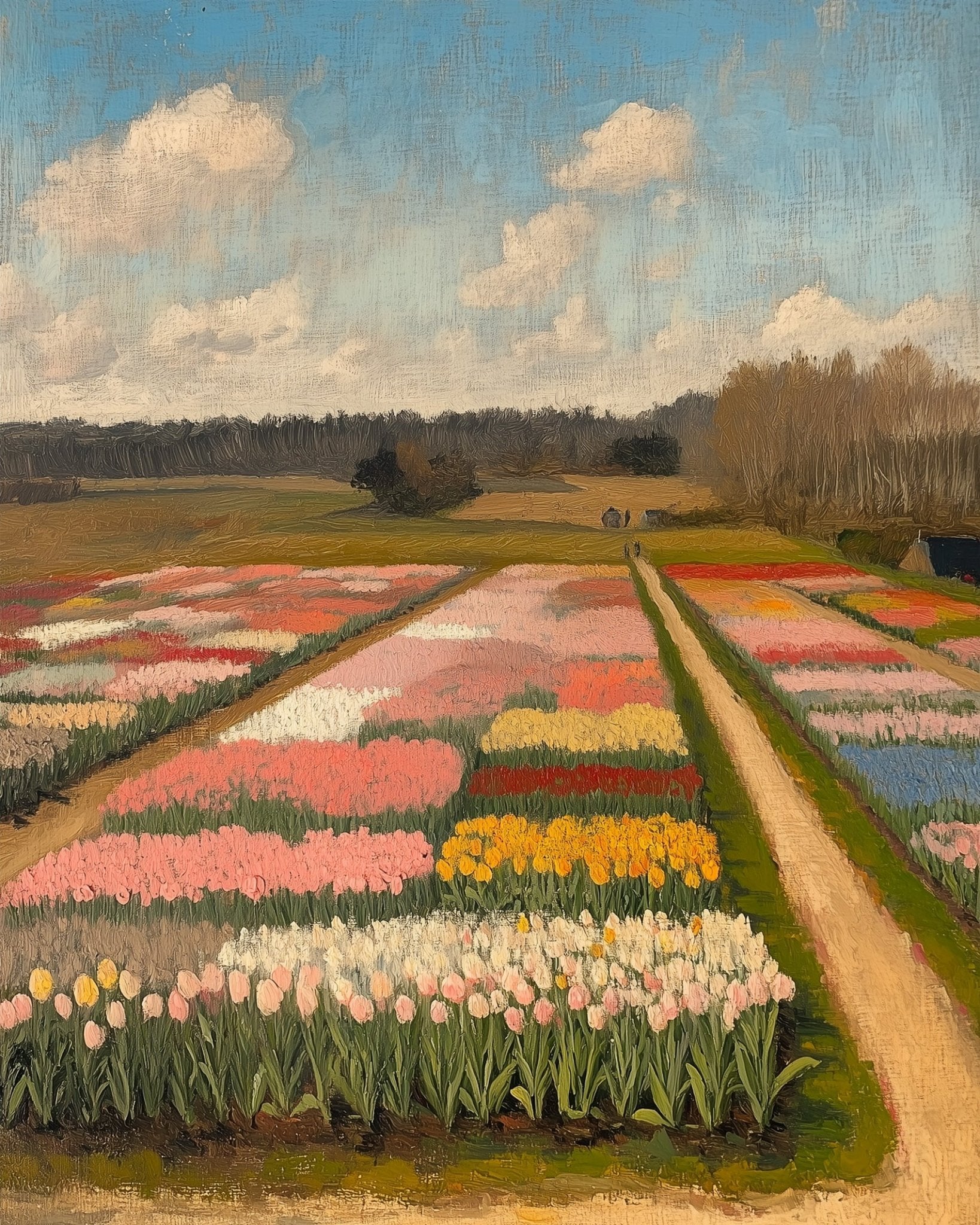 Colorful Tulip Fields - Landscapes - BestPaintByNumbers - Paint by Numbers Custom Kit