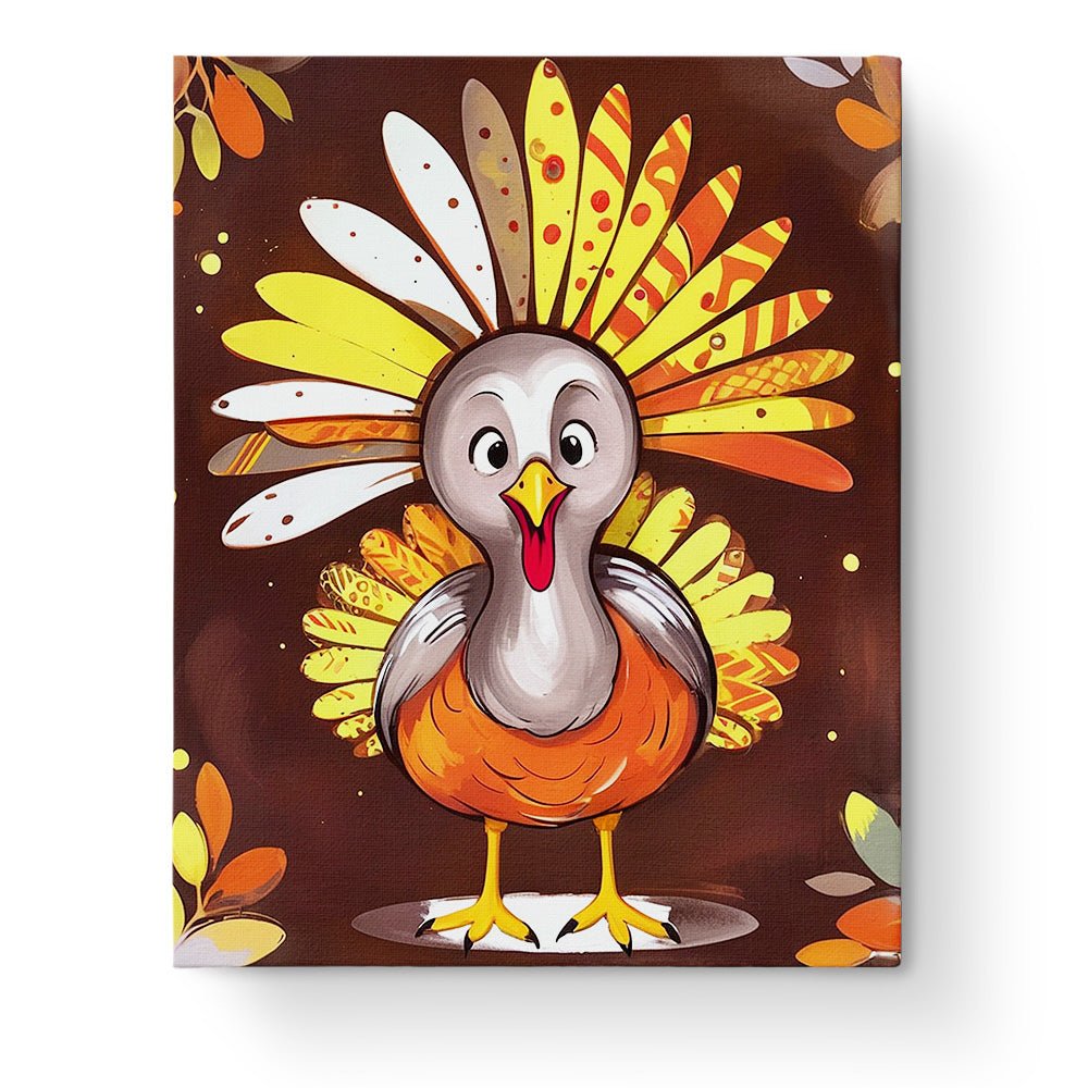 Fixed paint by numbers kit, 24 colors. Colorful turkey with bold feathers. A fun, stress-free activity for kids.