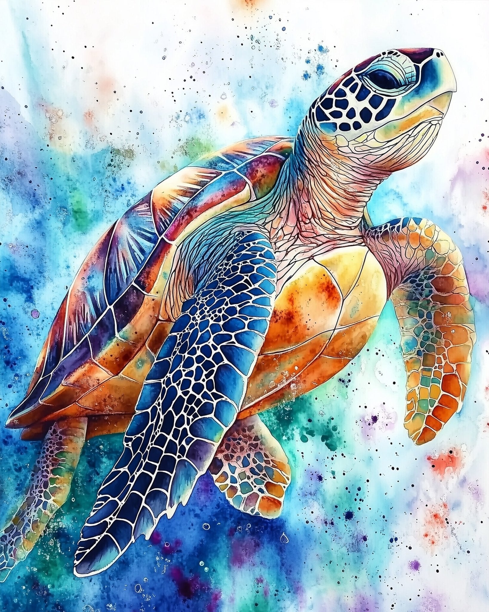 Colorful Turtle Art - abstract - animals - BestPaintByNumbers - Paint by Numbers Custom Kit