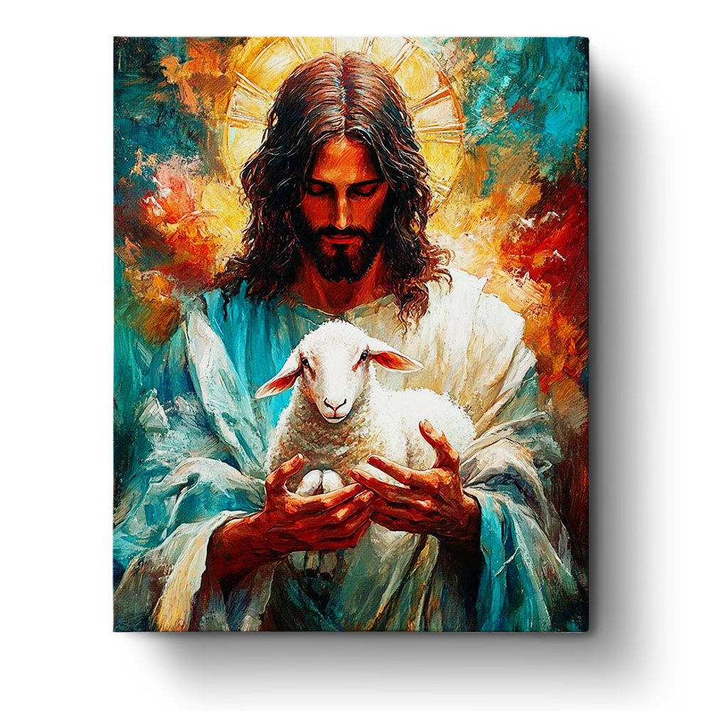 Compassionate Savior and Lamb - Religion - BestPaintByNumbers - Paint by Numbers Custom Kit
