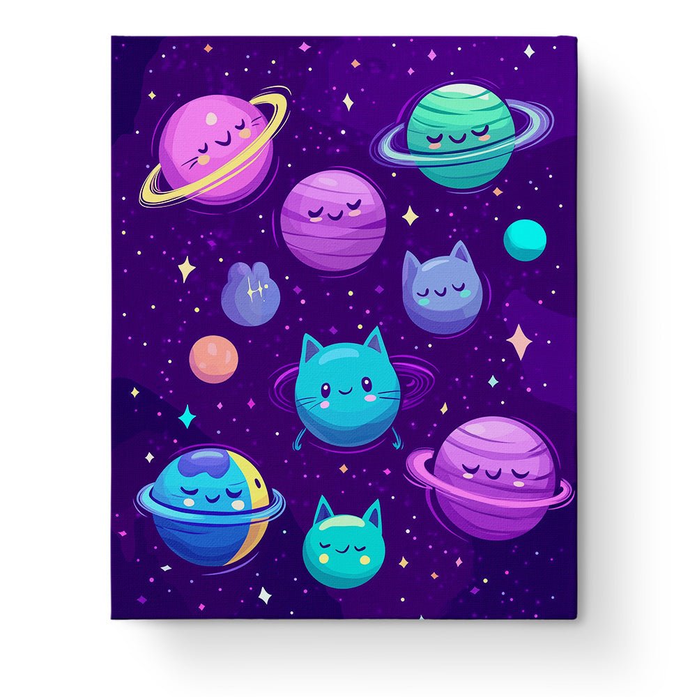 Cosmic Cats and Planets - Galaxies - BestPaintByNumbers - Paint by Numbers Custom Kit