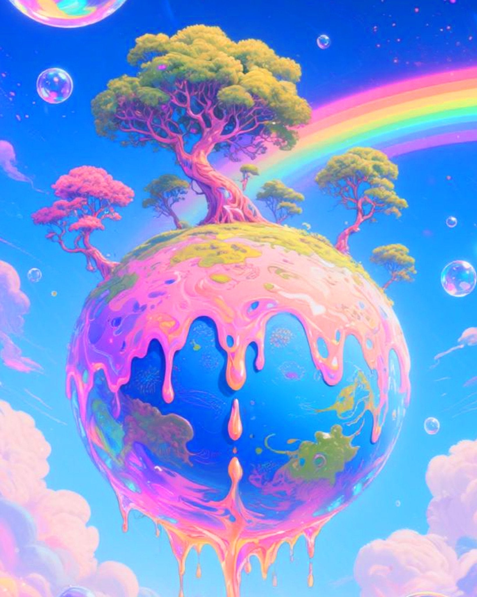 Cosmic Drip Oasis - Surrealism - BestPaintByNumbers - Paint by Numbers Custom Kit
