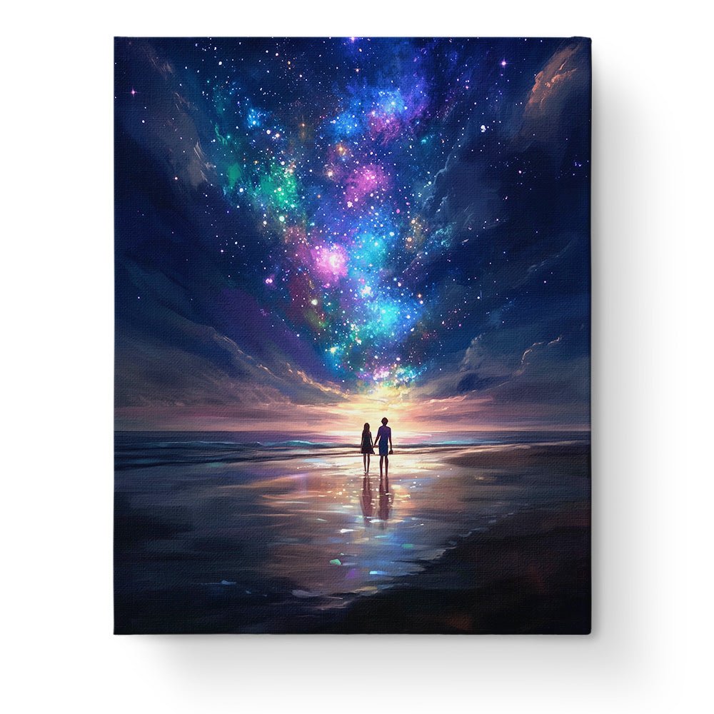 Cosmic Stroll on the Beach - Galaxies - BestPaintByNumbers - Paint by Numbers Custom Kit