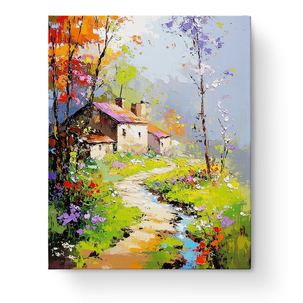 Cottage Pathway in Spring - Impressionist - BestPaintByNumbers - Paint by Numbers Custom Kit
