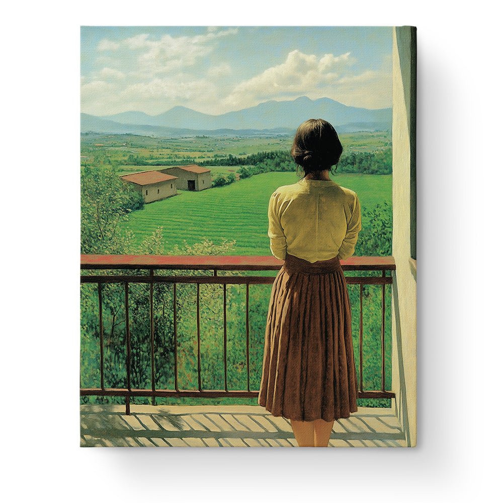 Countryside Balcony View - painting - BestPaintByNumbers - Paint by Numbers Custom Kit