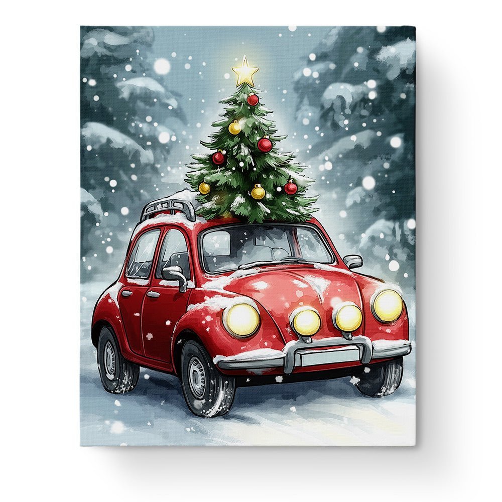 Cozy Car Christmas Tree - Christmas - BestPaintByNumbers - Paint by Numbers Custom Kit