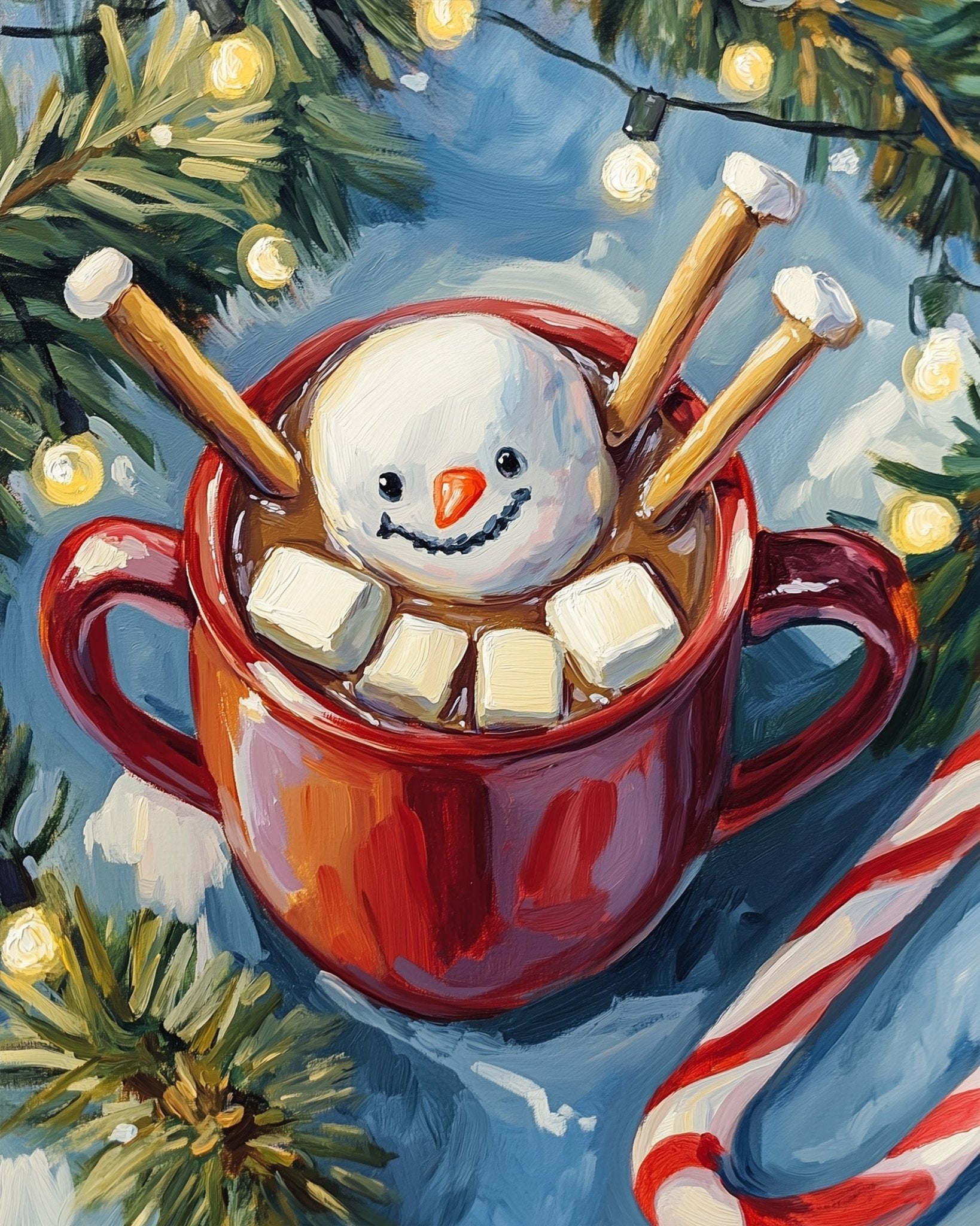 Cozy Snowman Cocoa - Christmas - BestPaintByNumbers - Paint by Numbers Custom Kit