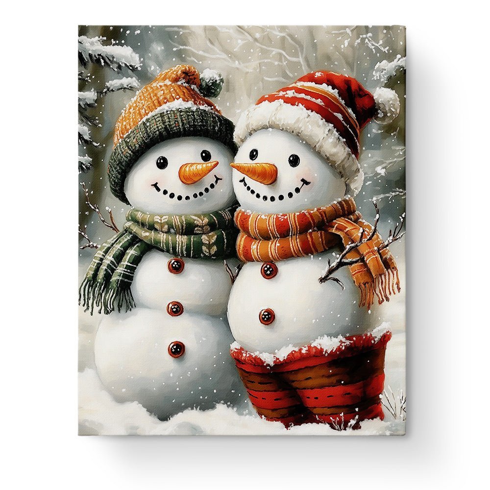 Cozy Snowman Friends - Christmas - BestPaintByNumbers - Paint by Numbers Custom Kit