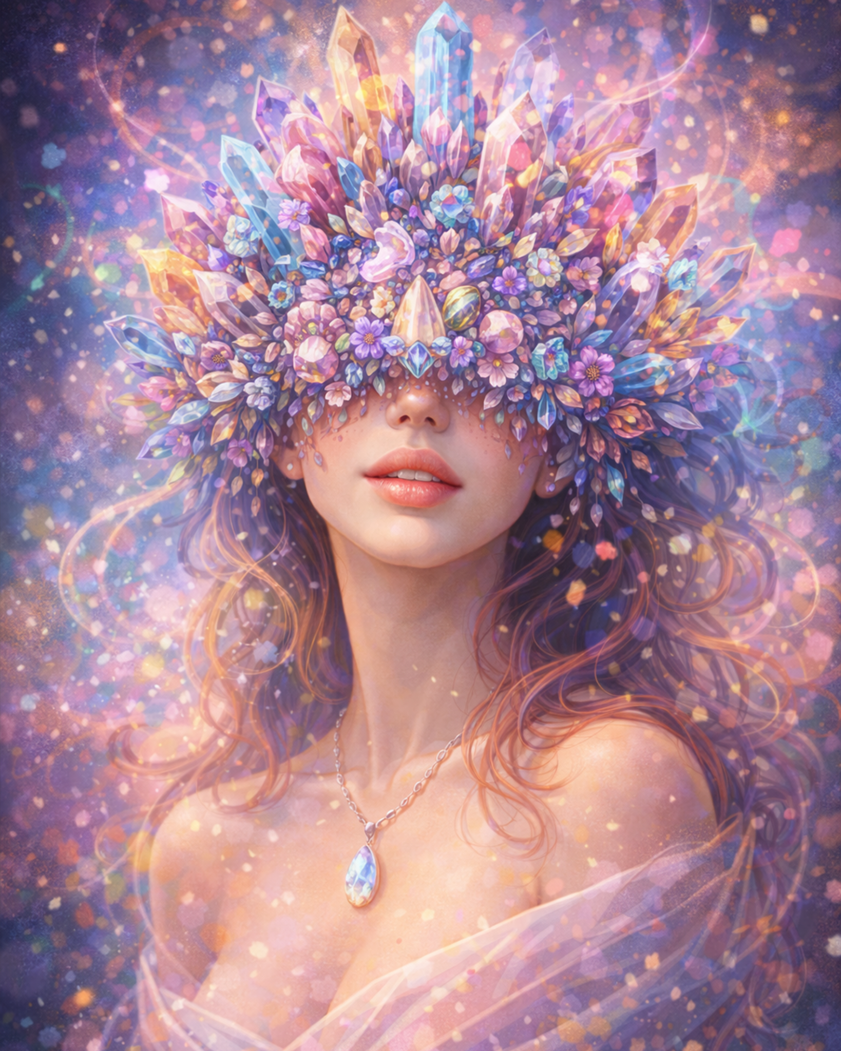 Crystal Blossom Serenity - Floral Women - BestPaintByNumbers - Paint by Numbers Custom Kit