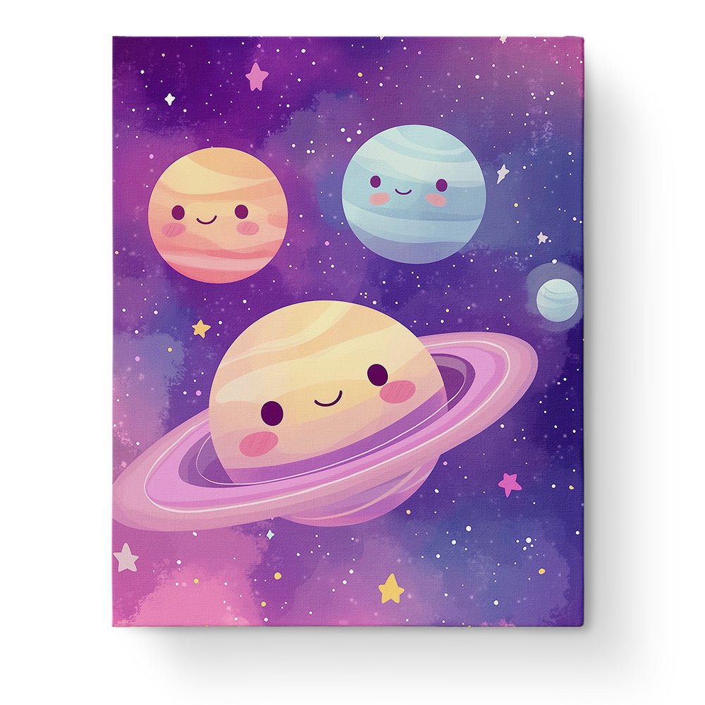 Cute Cosmic Planets - Galaxies - BestPaintByNumbers - Paint by Numbers Custom Kit