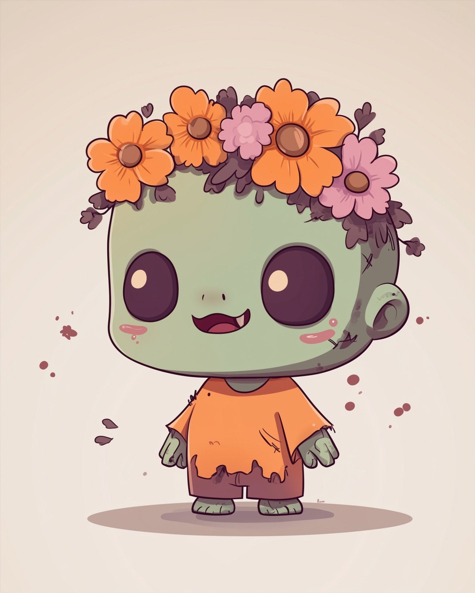 Cute Zombie with Flower Crown - Halloween - BestPaintByNumbers - Paint by Numbers Custom Kit