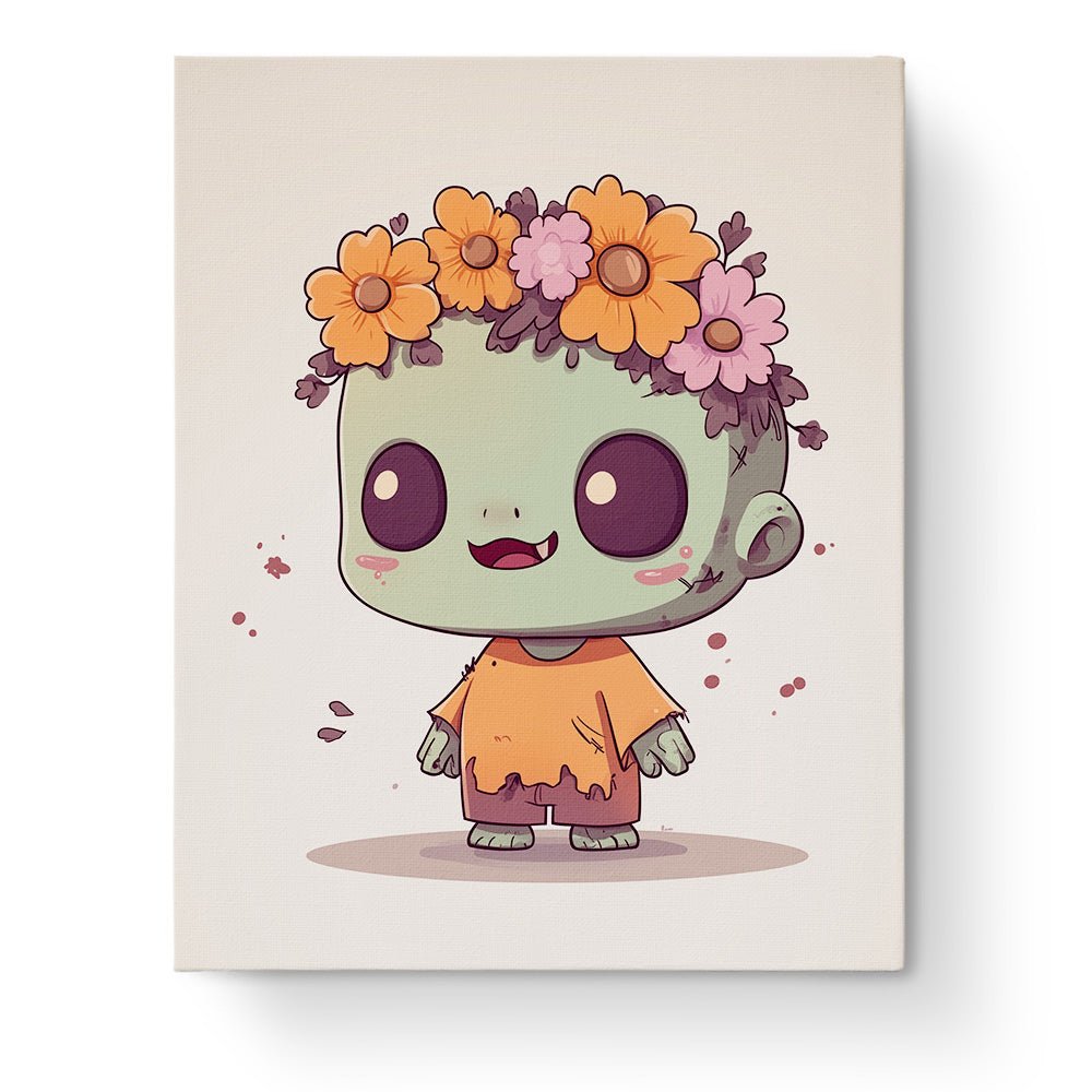 Cute Zombie with Flower Crown - Halloween - BestPaintByNumbers - Paint by Numbers Custom Kit