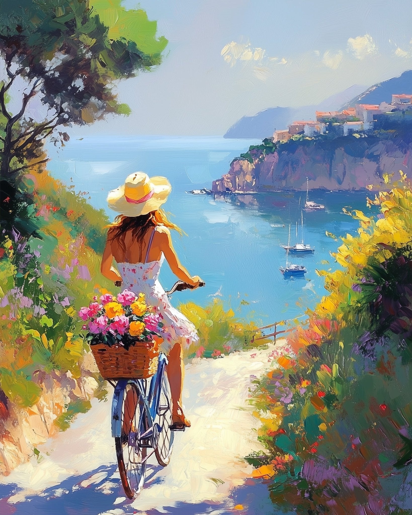 Cycling the Coastal Path - Summer - BestPaintByNumbers - Paint by Numbers Custom Kit