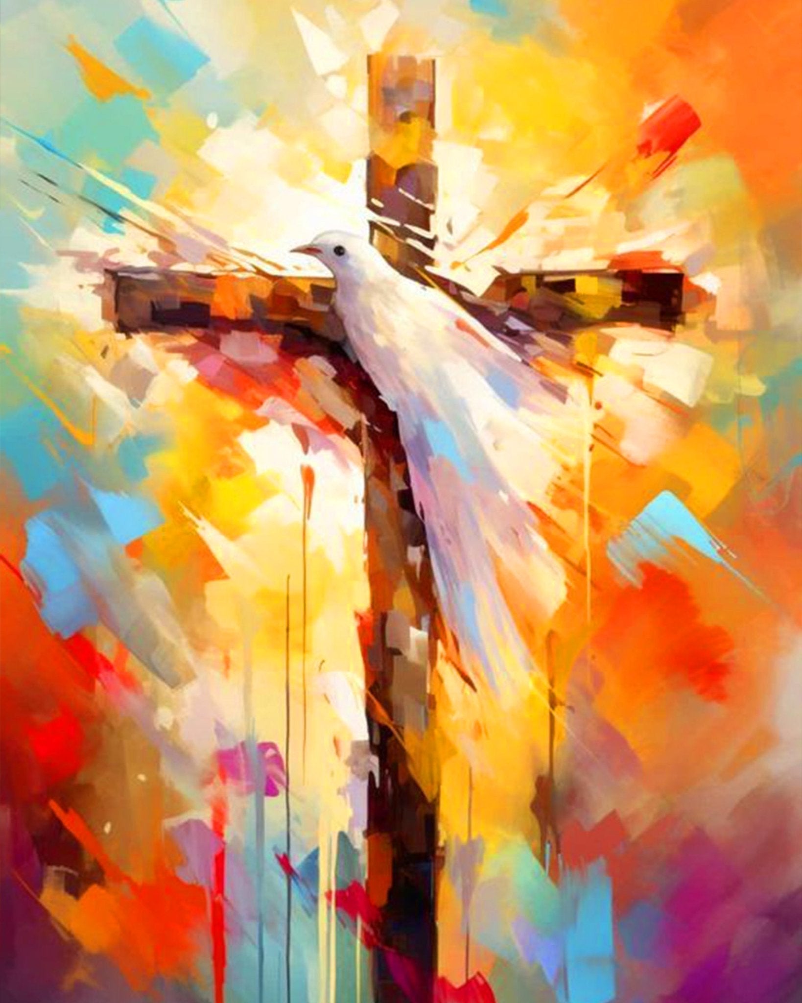 Dove on Cross - Religion - BestPaintByNumbers - Paint by Numbers Custom Kit