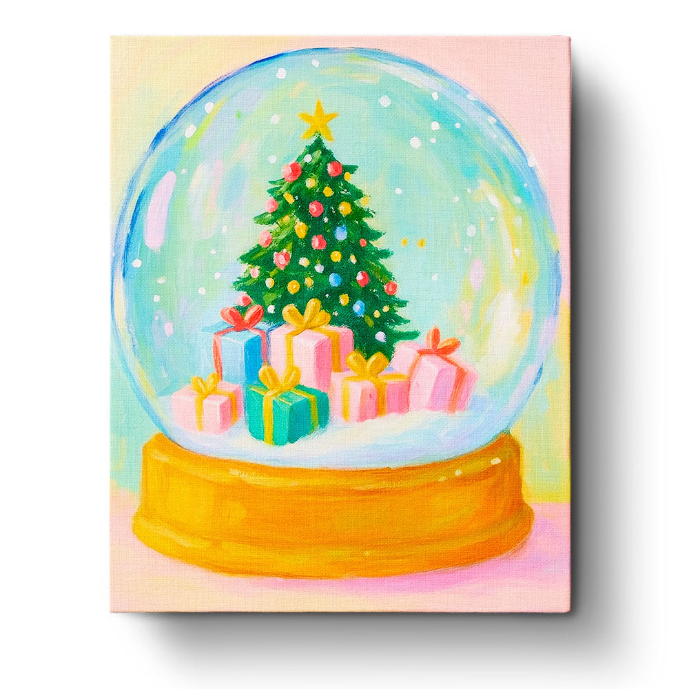 A festive Christmas Tree Snow Globe by BestPaintByNumbers. Featuring vibrant greens and reds, this kit is perfect for mindfulness and creativity.