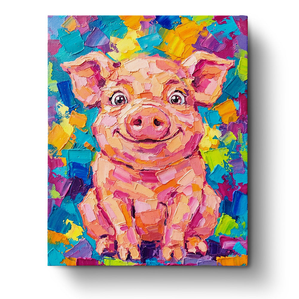 A vibrant pig portrait in bold colors by BestPaintByNumbers. The kit promotes relaxation and creativity through its expressive and colorful design.
