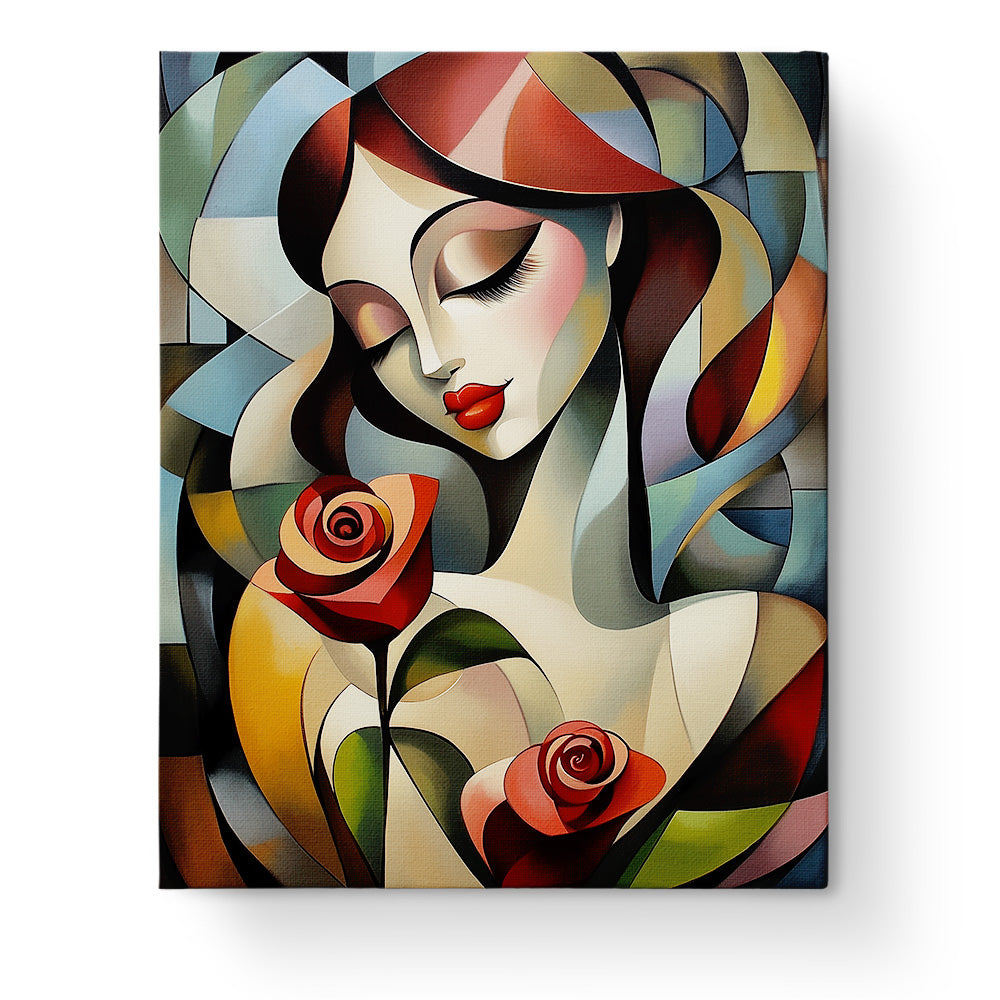 BestPaintByNumbers offers the Elegant Woman with Roses - Art Deco kit. Featuring a stylized woman with vibrant roses, this kit promotes mindfulness and creativity.
