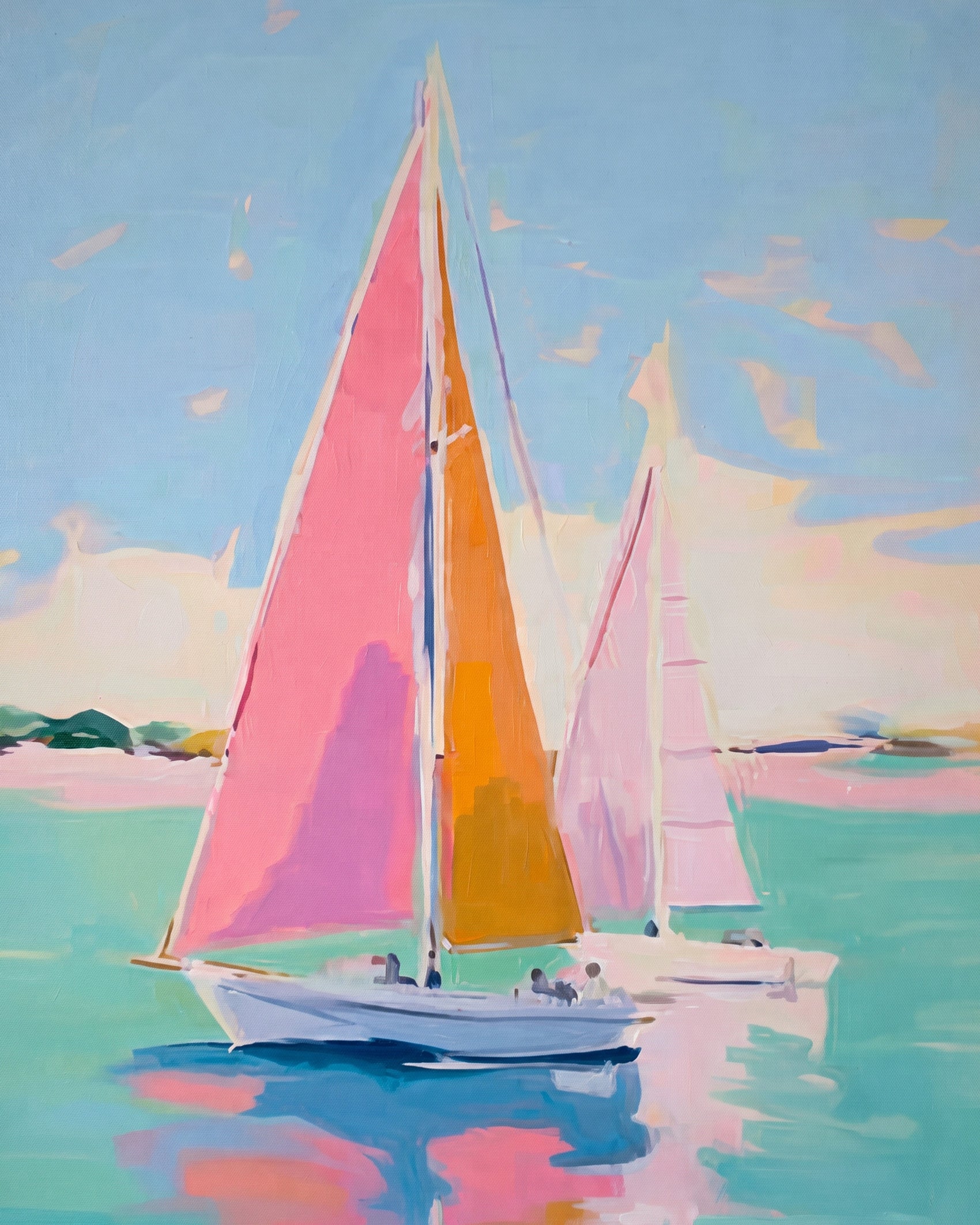BestPaintByNumbers kit featuring colorful sailboats on serene waters. Enhance creativity and mindfulness with this fixed paint by numbers kit.